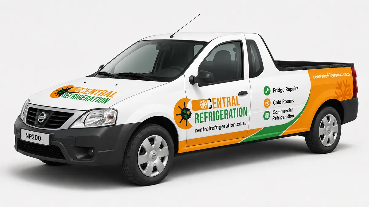 Central Refrigeration branded Nissan NP200 service vehicle in Cape Town